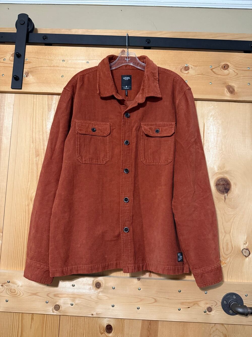 Union SEA//WA Shirt Burnt Orange Corduroy Button Down Top Men’s Sz L 100% Cotton